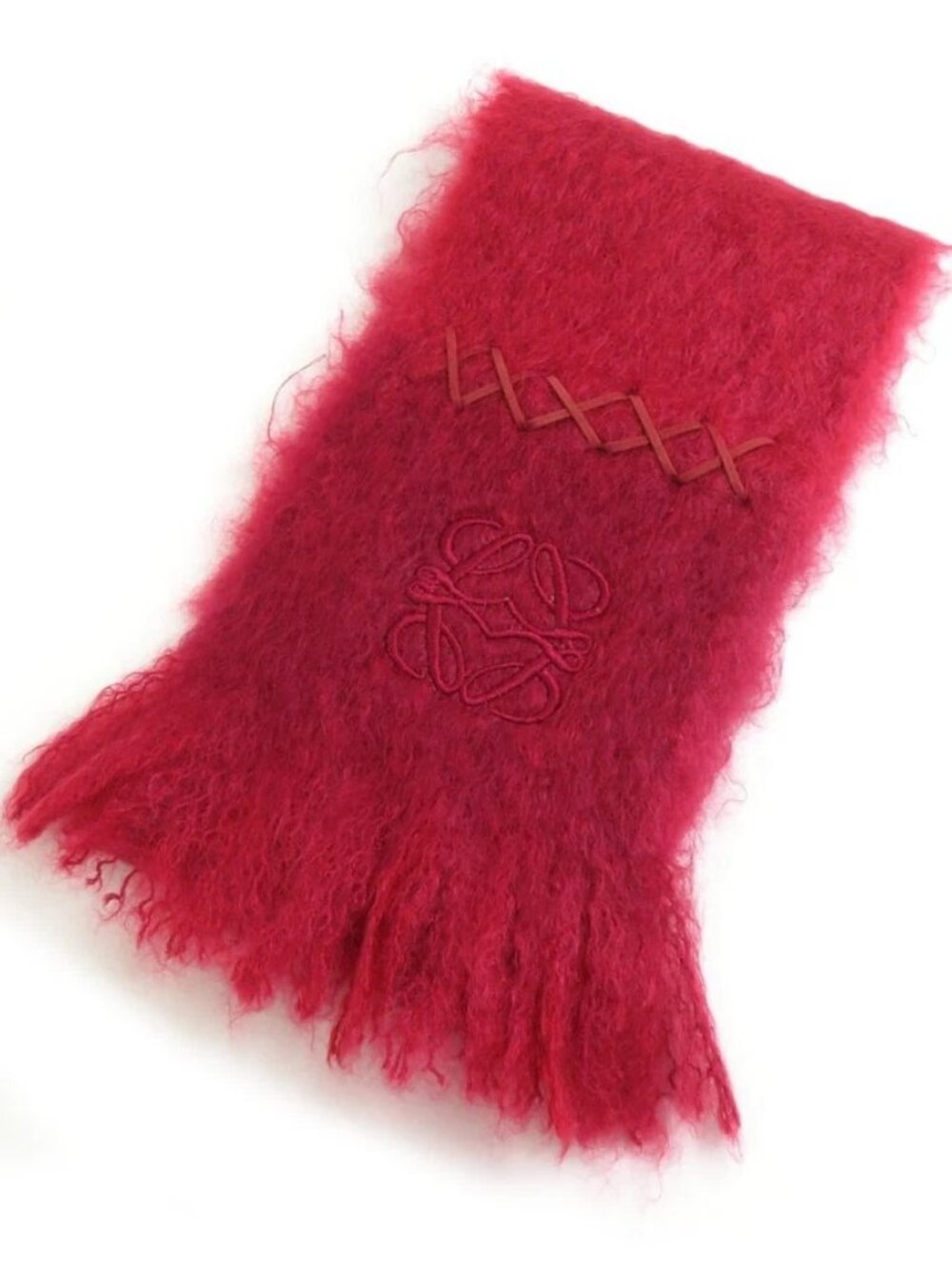 LOEWE Anagram Muffler Scarf Red Mohair/Wool -